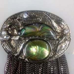 Brass Brooch with Abalone
